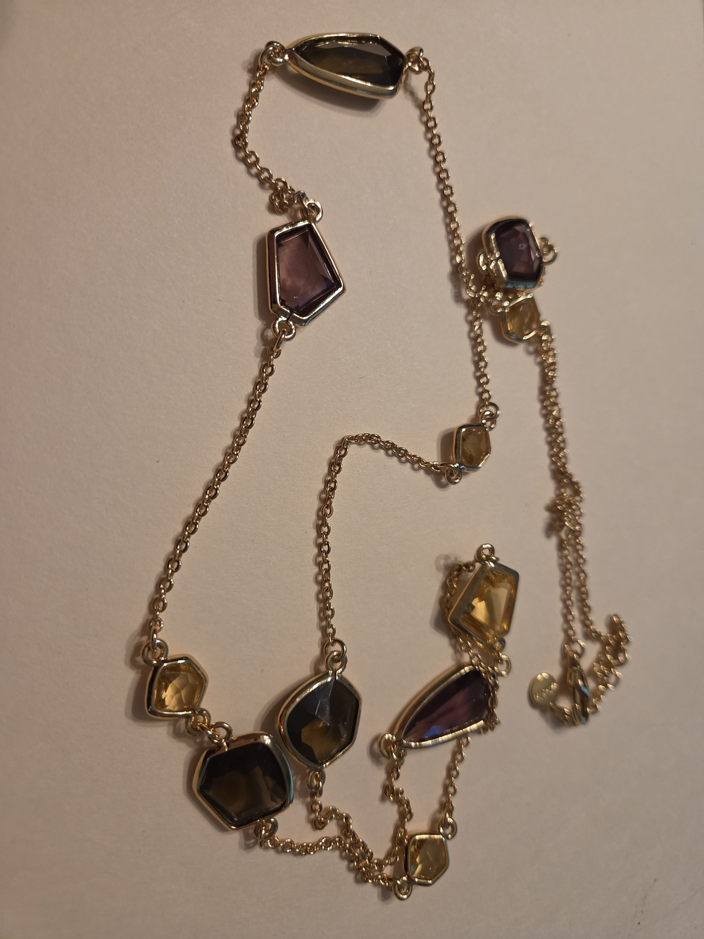 Stella & Dot Gold Tone-Chain Multi-Gem Necklace 18 Inches